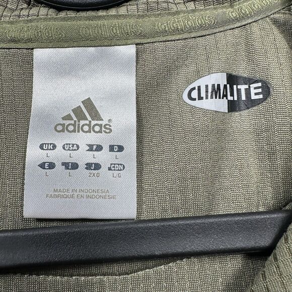 NC State Men’s L Adidas Full Button Short Sleeve Polo Army Green Waffle Pattern - Picture 3 of 11